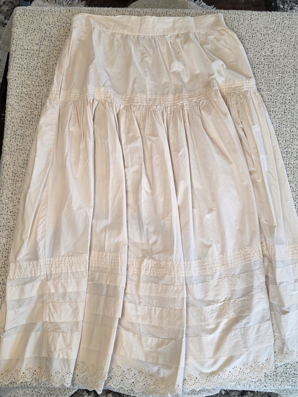 Philosophy Republic Clothing Cream Cotton Midi Skirt Eyelet Boho Western M - Picture 10 of 11